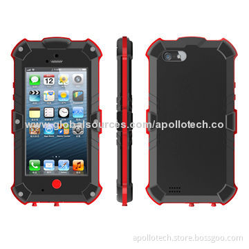 Waterproof PC Cases for iPhone 5/5S, IP65 Level, PC Raw Material/Front Case Usage Toughened Glass